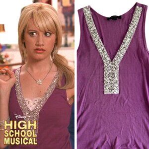 Purple V-neck Embellished Sequin Tank ASO Sharpay Evans